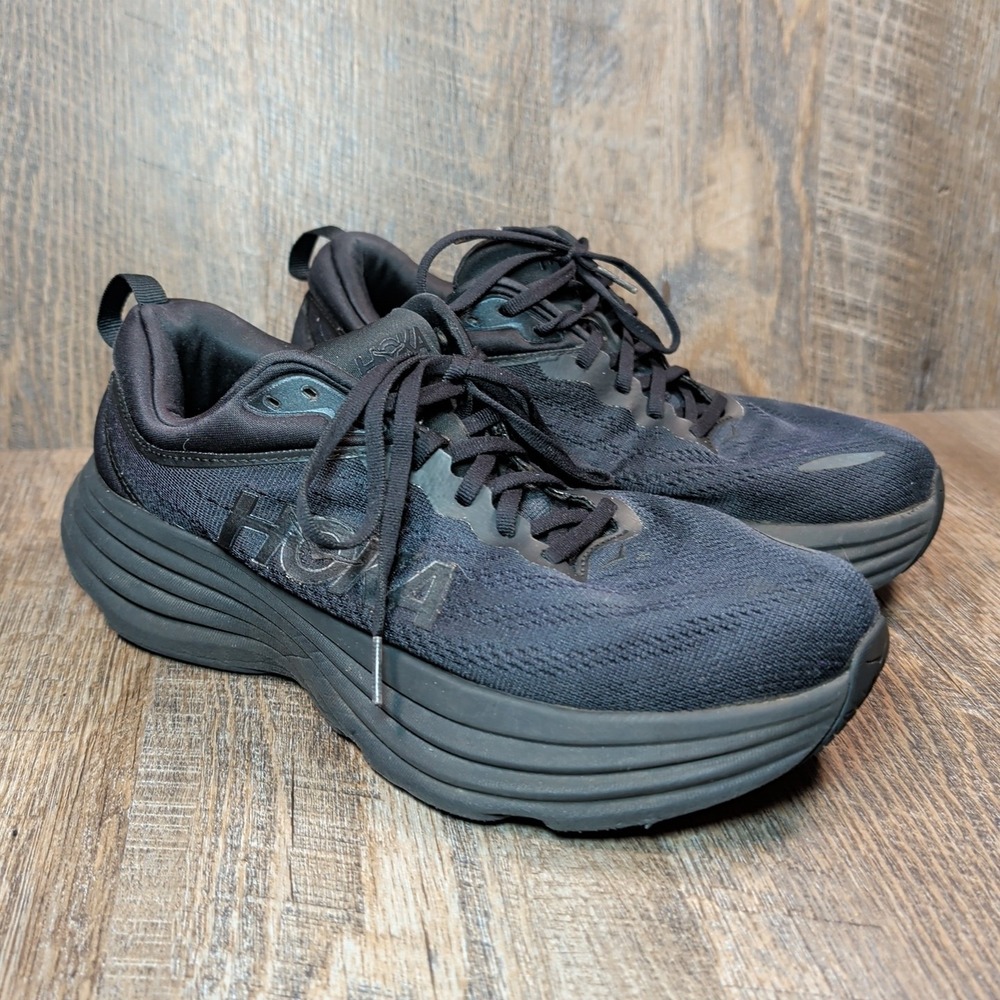 Hoka One One Bondi 8 Triple Black Running Shoes Women's Size 9.5 D Wide Sneakers
